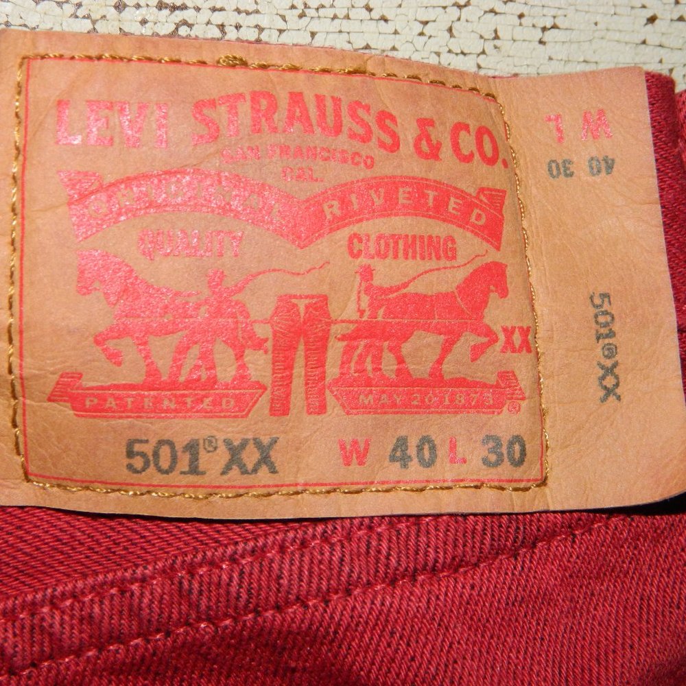 Levi's 501XX Red Button Fly Jeans Size 40 x 30